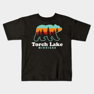 Torch Lake Beach Vacation Michigan Bear Trees Kids T-Shirt